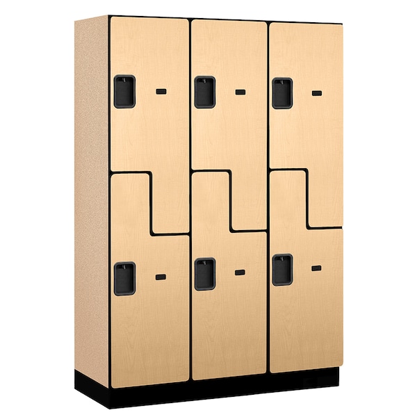 2 Tier 'S' Designer Locker, 54"Wx76"Hx18"D, 6 Door, Maple